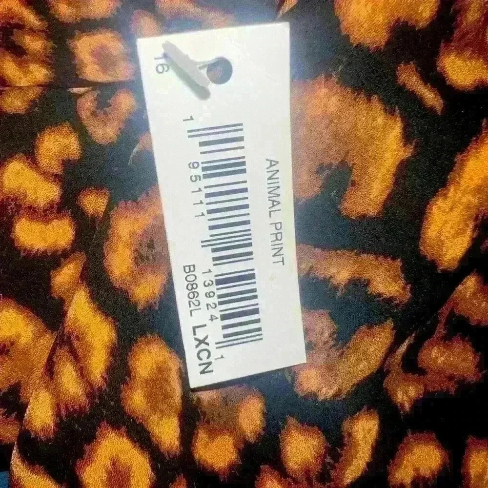 Lark and Ro blouse 16. NWT Animal print Black Brown long sleeve lightweight airy - Picture 10 of 10